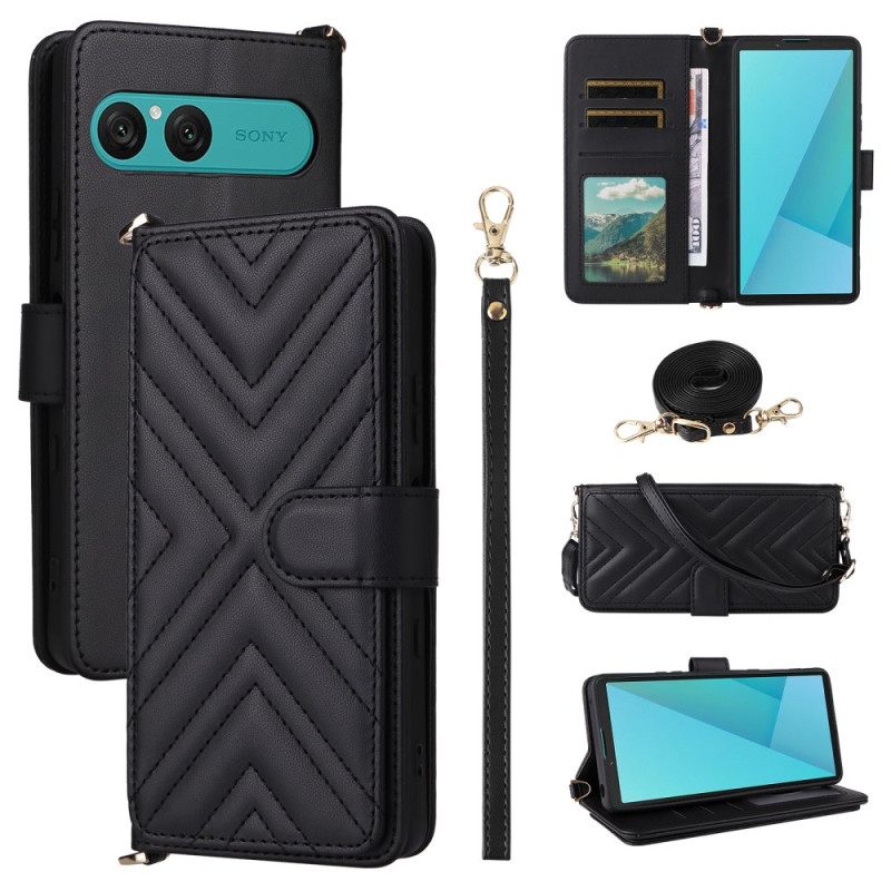 Δερματινη Θηκη Sony Xperia 10 Vii Καπιτονέ Με Λουρί Και Λουράκι Καρπού