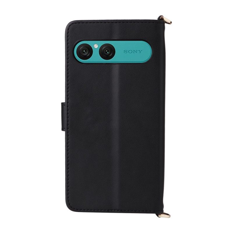 Δερματινη Θηκη Sony Xperia 10 Vii Καπιτονέ Με Λουρί Και Λουράκι Καρπού