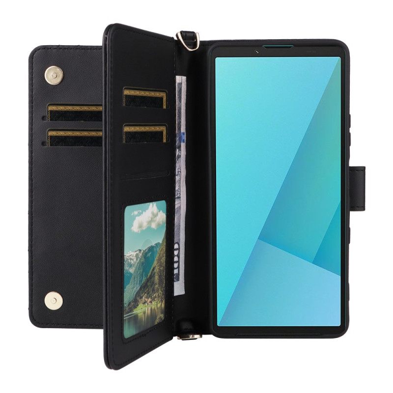 Δερματινη Θηκη Sony Xperia 10 Vii Καπιτονέ Με Λουρί Και Λουράκι Καρπού