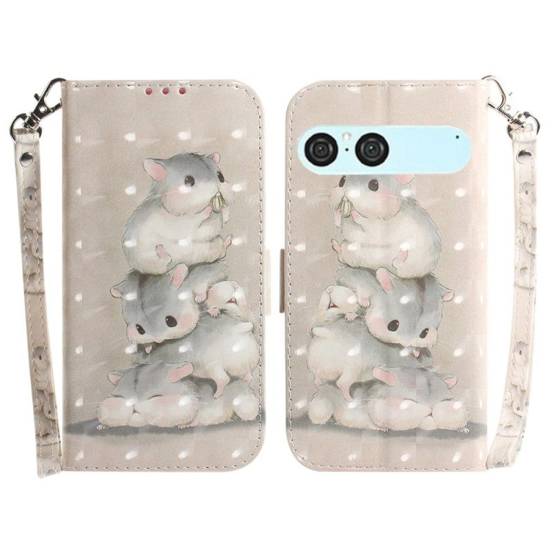 Δερματινη Θηκη Sony Xperia 10 Vii Κορδόνι Με Χάμστερ Σιλικόνης