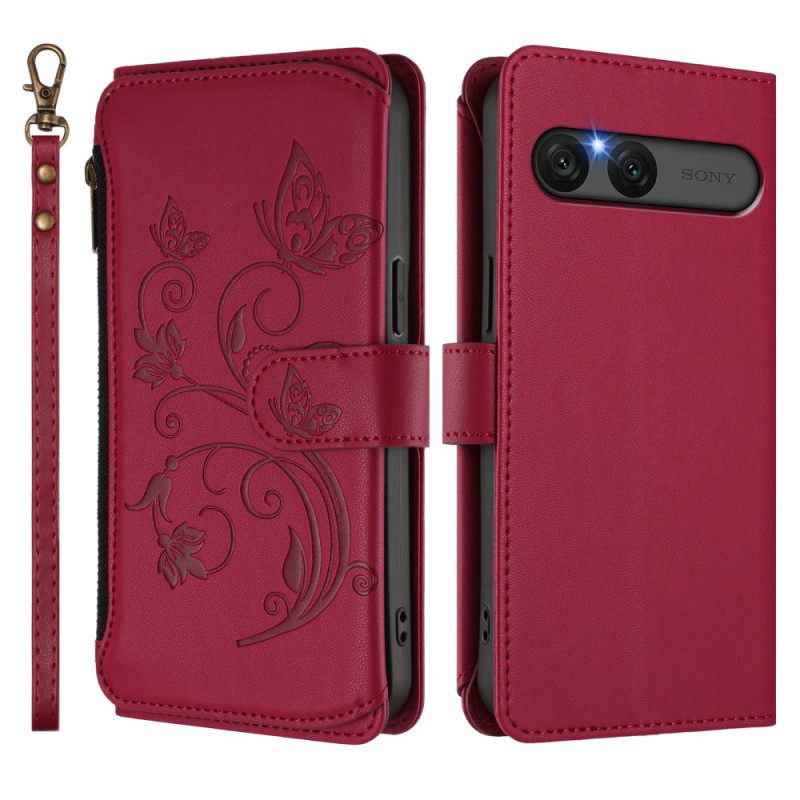 Δερματινη Θηκη Sony Xperia 10 Vii Πορτοφόλι Rfid Με Λουλούδια Σιλικόνης