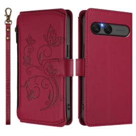 Δερματινη Θηκη Sony Xperia 10 Vii Πορτοφόλι Rfid Με Λουλούδια Σιλικόνης