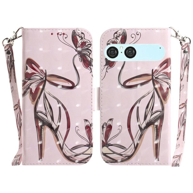 Δερματινη Θηκη Sony Xperia 10 Vii Τακούνι Με Τιράντες Σιλικόνης