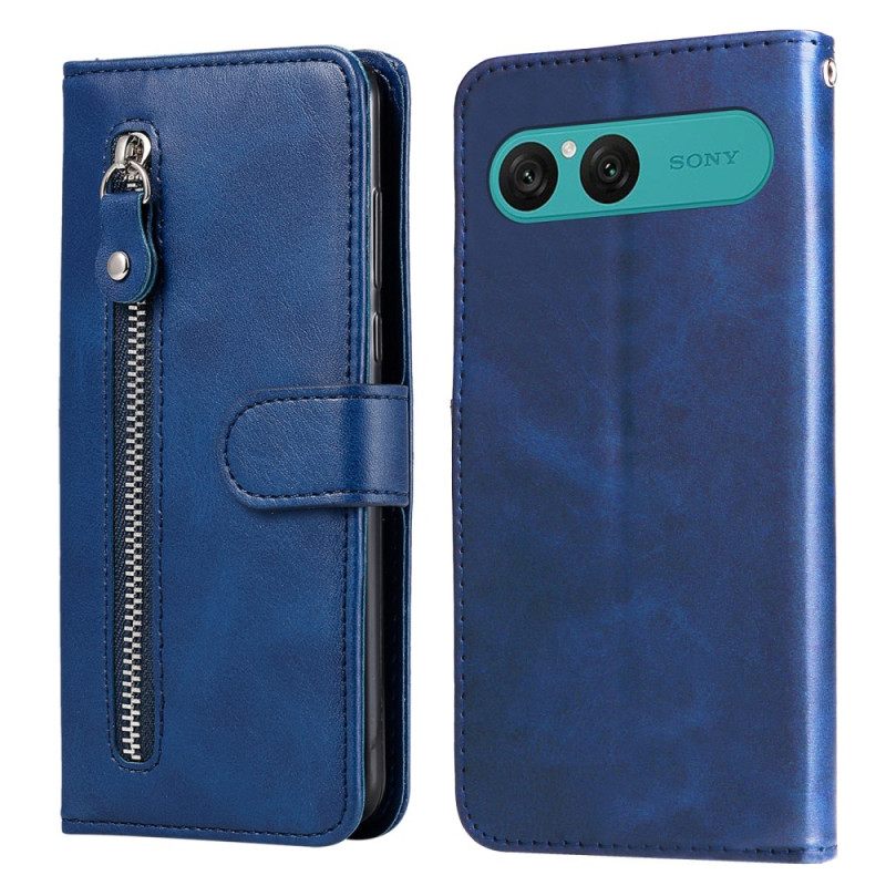 Δερματινη Θηκη Sony Xperia 10 Vii Τσέπη Με Φερμουάρ