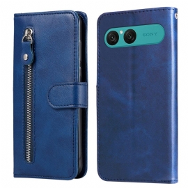 Δερματινη Θηκη Sony Xperia 10 Vii Τσέπη Με Φερμουάρ