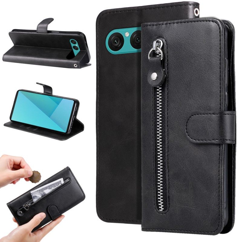 Δερματινη Θηκη Sony Xperia 10 Vii Τσέπη Με Φερμουάρ