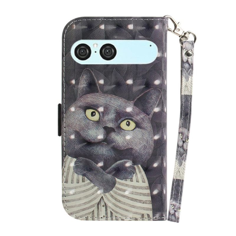 Θηκη Κινητου Sony Xperia 10 Vii Θήκες Κινητών Γκρι Κορδόνι Με Γάτα