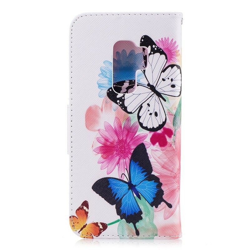 δερματινη θηκη Samsung Galaxy S9 Plus Ζωγραφισμένες Πεταλούδες Και Λουλούδια