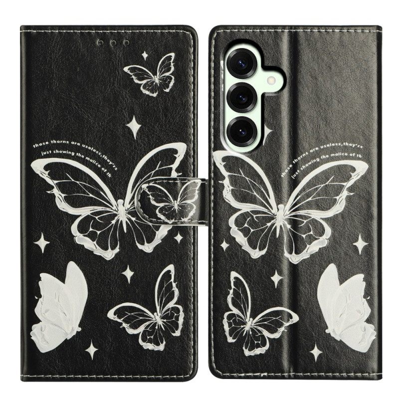Δερματινη Θηκη Samsung Galaxy A17 4g / 5g Ασπρόμαυρες Και Άσπρες Πεταλούδες