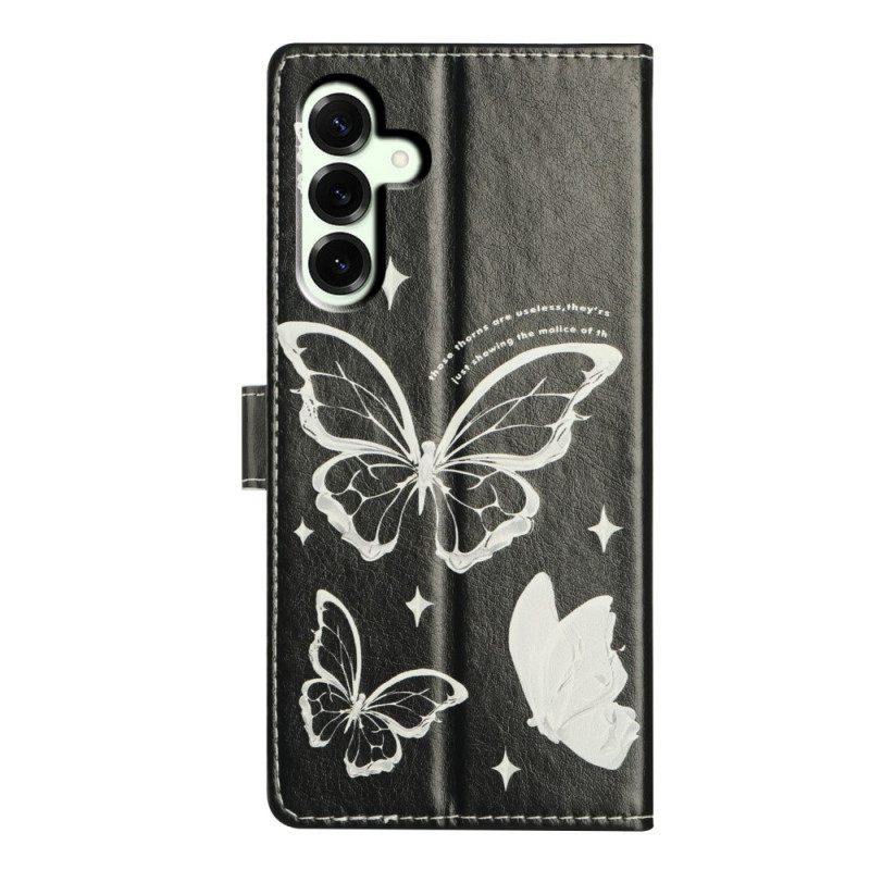 Δερματινη Θηκη Samsung Galaxy A17 4g / 5g Ασπρόμαυρες Και Άσπρες Πεταλούδες