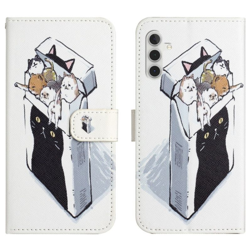 Δερματινη Θηκη Samsung Galaxy A17 4g / 5g Κουτί Με Γάτες