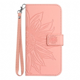 Δερματινη Θηκη Samsung Galaxy A17 4g / 5g Λουράκι Με Στάμπα Ηλιοτροπίου