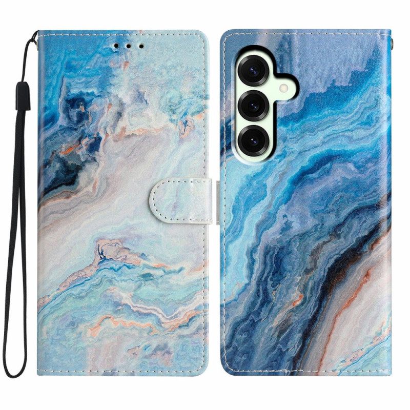 Δερματινη Θηκη Samsung Galaxy A17 4g / 5g Μπλε Μάρμαρο Σιλικόνης