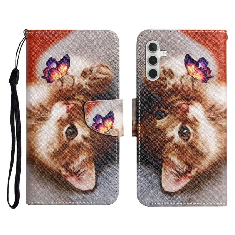 Δερματινη Θηκη Samsung Galaxy A17 4g / 5g Πεταλούδα Και Γάτα