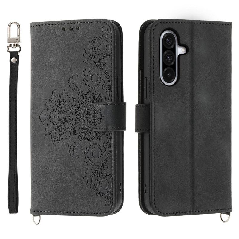 Δερματινη Θηκη Samsung Galaxy A17 4g / 5g Πορτοφόλι Με Εφέ Δαντέλας Και Σουέτ