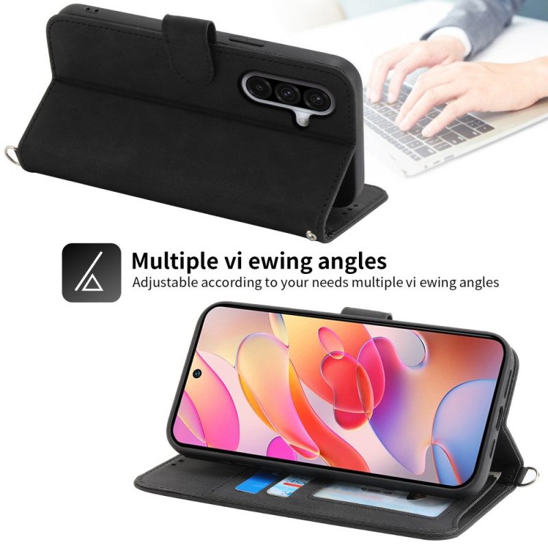 Δερματινη Θηκη Samsung Galaxy A17 4g / 5g Πορτοφόλι Με Εφέ Δαντέλας Και Σουέτ