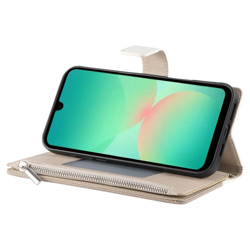 Δερματινη Θηκη Samsung Galaxy A17 4g / 5g Πορτοφόλι Με Φερμουάρ Και Λουράκι Σιλικόνης