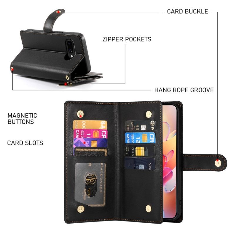 Δερματινη Θηκη Samsung Galaxy A17 4g / 5g Πορτοφόλι Με Τσέπη Με Φερμουάρ Και Λουράκια