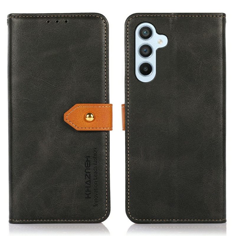 Δερματινη Θηκη Samsung Galaxy A17 4g / 5g Χρυσό Κούμπωμα Khazneh