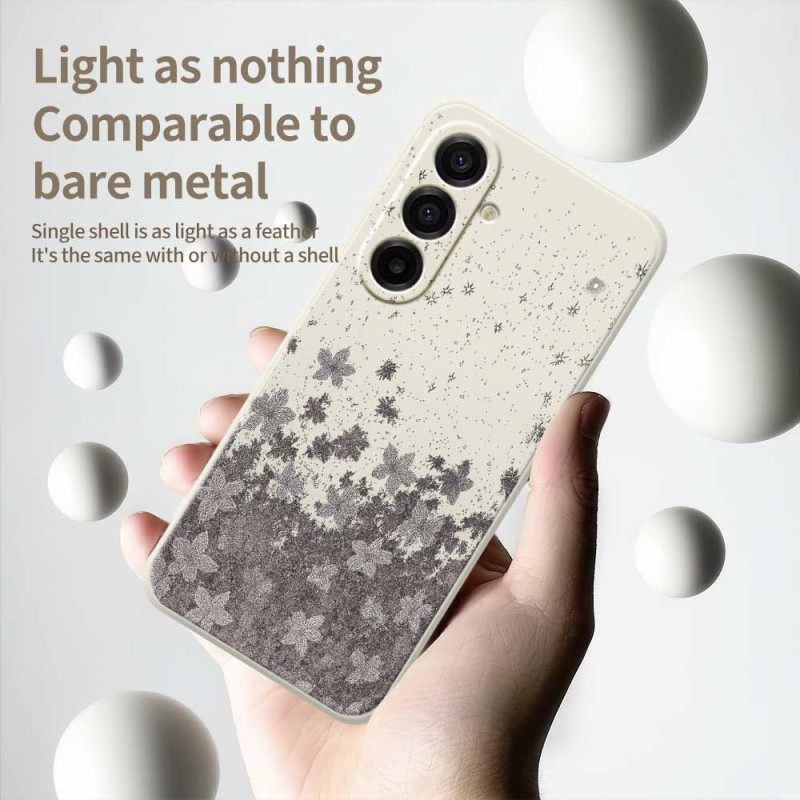 Κάλυμμα Samsung Galaxy A17 4g / 5g Γκρι Λουλούδια Σιλικόνης