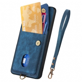 Κάλυμμα Samsung Galaxy A17 4g / 5g Σουέτ Με Θήκη Καρτών Και Κορδόνι Σιλικόνης