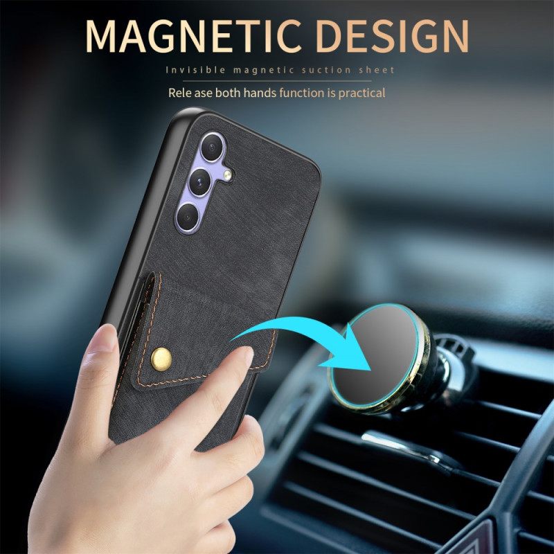 Κάλυμμα Samsung Galaxy A17 4g / 5g Σουέτ Με Θήκη Καρτών Και Κορδόνι Σιλικόνης