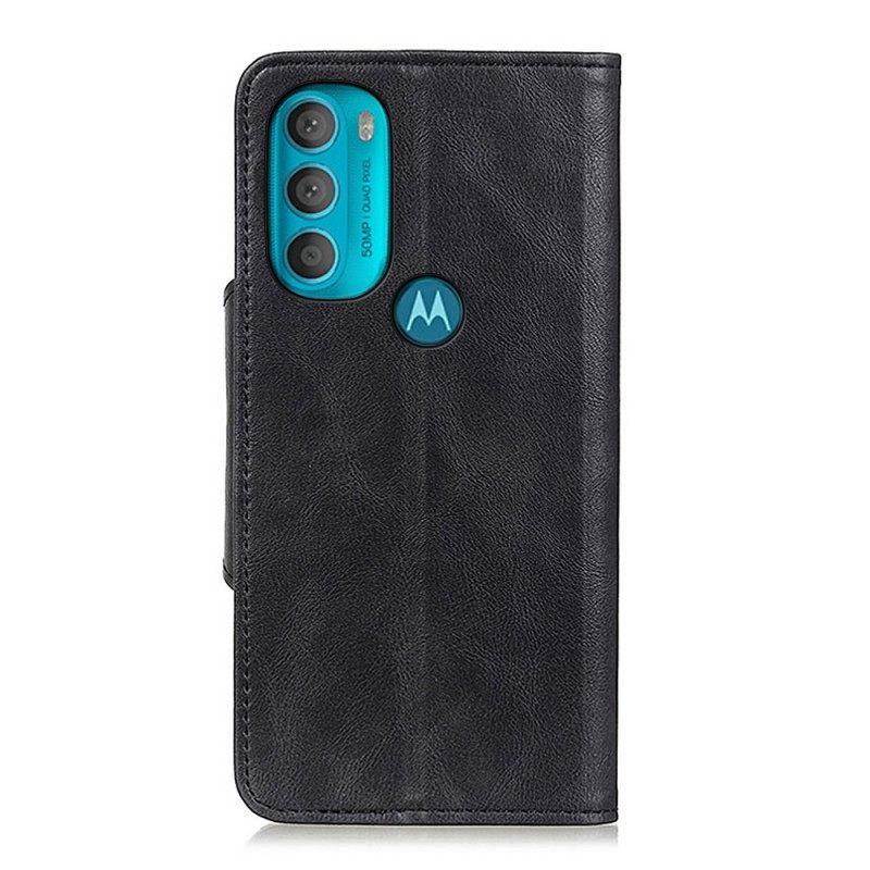 δερματινη θηκη Moto G71 5G Vintage Faux Δέρμα Και Κουμπί