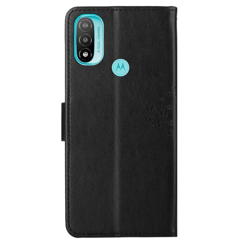Θήκη Flip Moto G71 5G με κορδονι Δέντρο Και Strappy Owls