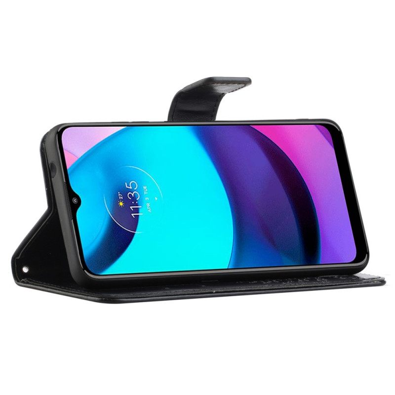 Θήκη Flip Moto G71 5G με κορδονι Δέντρο Και Strappy Owls