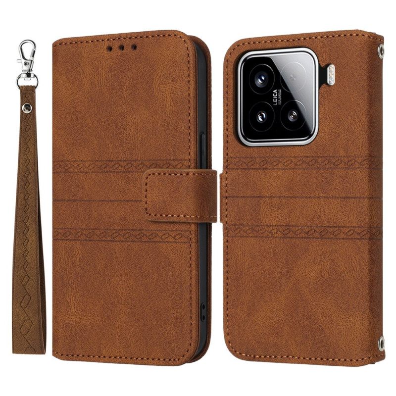 Δερματινη Θηκη Xiaomi 15 Διπλό Διάζωμα Σιλικόνης