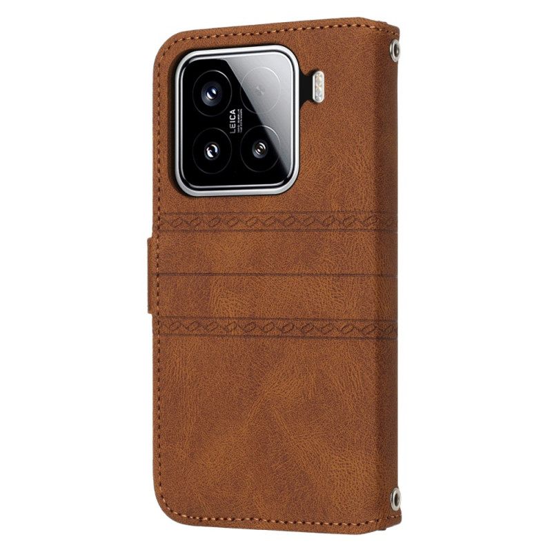 Δερματινη Θηκη Xiaomi 15 Διπλό Διάζωμα Σιλικόνης