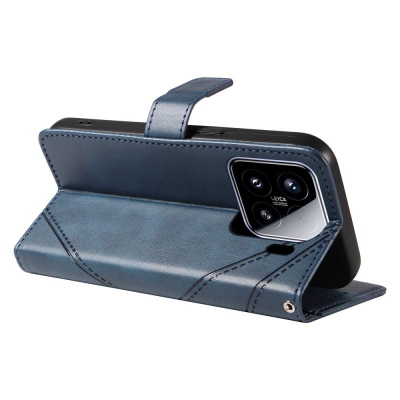 Δερματινη Θηκη Xiaomi 15 Δίχρωμες Γραμμές Και Ρίγες