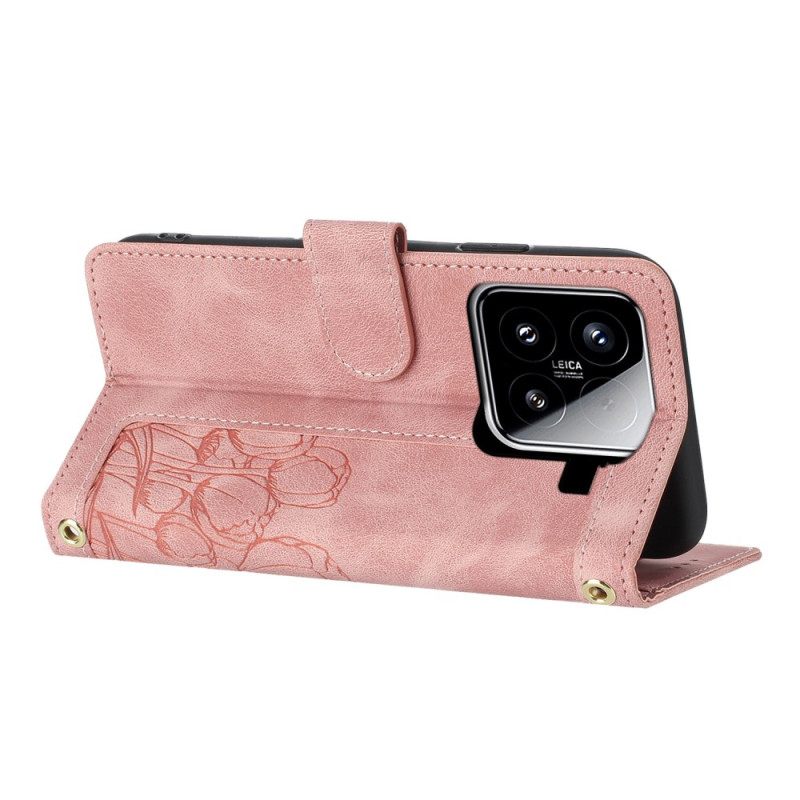 Δερματινη Θηκη Xiaomi 15 Λουράκι Με Πικραλίδες