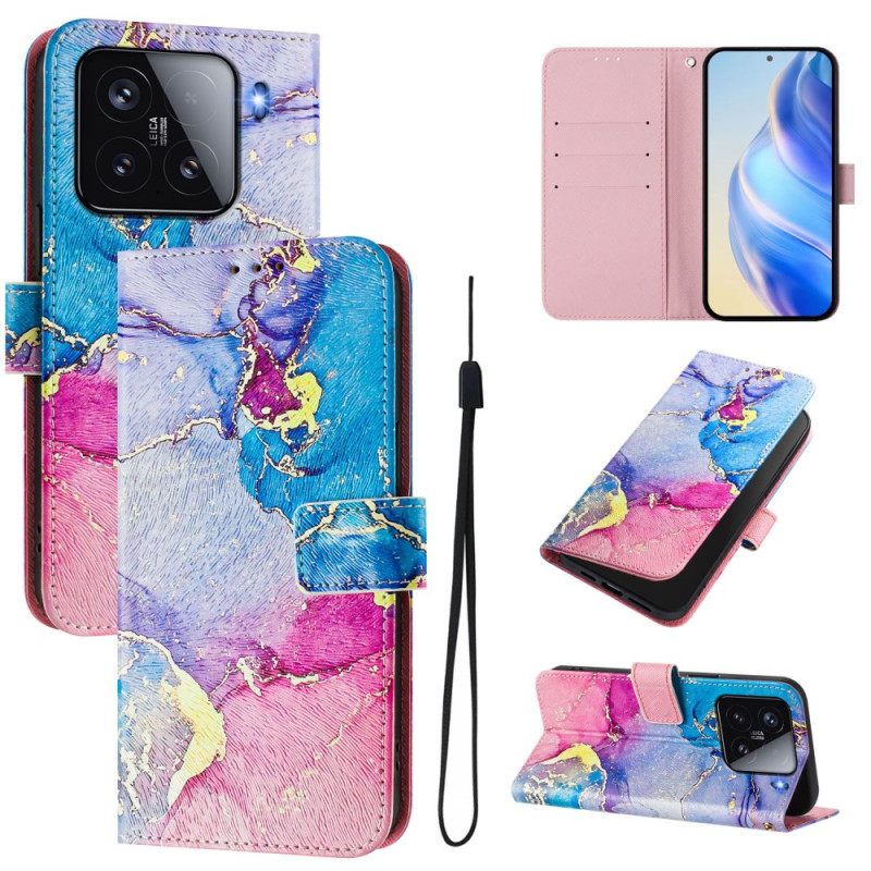 Δερματινη Θηκη Xiaomi 15 Πολύχρωμο Μάρμαρο Σιλικόνης