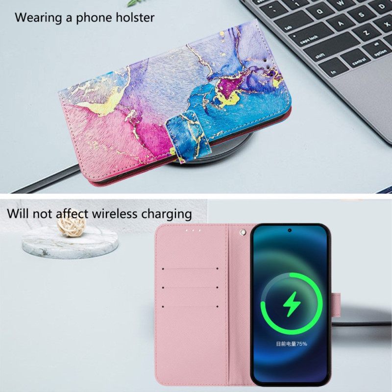 Δερματινη Θηκη Xiaomi 15 Πολύχρωμο Μάρμαρο Σιλικόνης