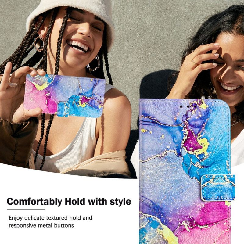 Δερματινη Θηκη Xiaomi 15 Πολύχρωμο Μάρμαρο Σιλικόνης