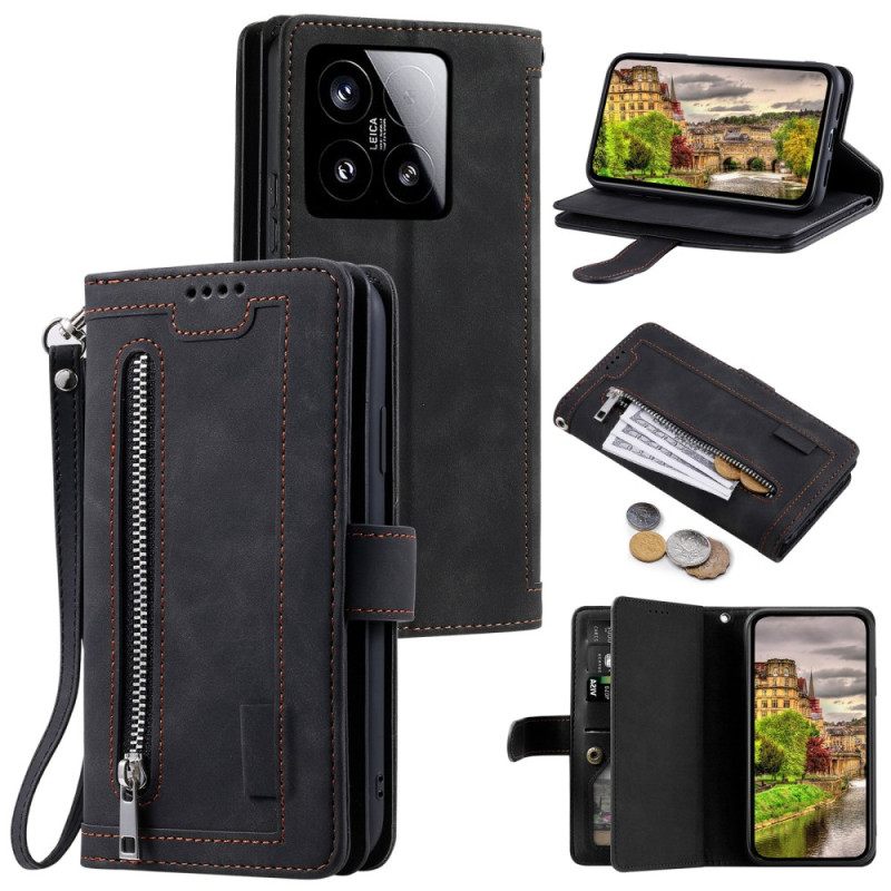 Δερματινη Θηκη Xiaomi 15 Πορτοφόλι Με Φερμουάρ Σιλικόνης