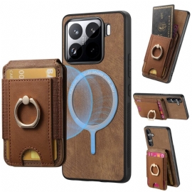 Κάλυμμα Xiaomi 15 Αποσπώμενη Θήκη Καρτών Και Βάση Με Εφέ Σουέτ Σιλικόνης