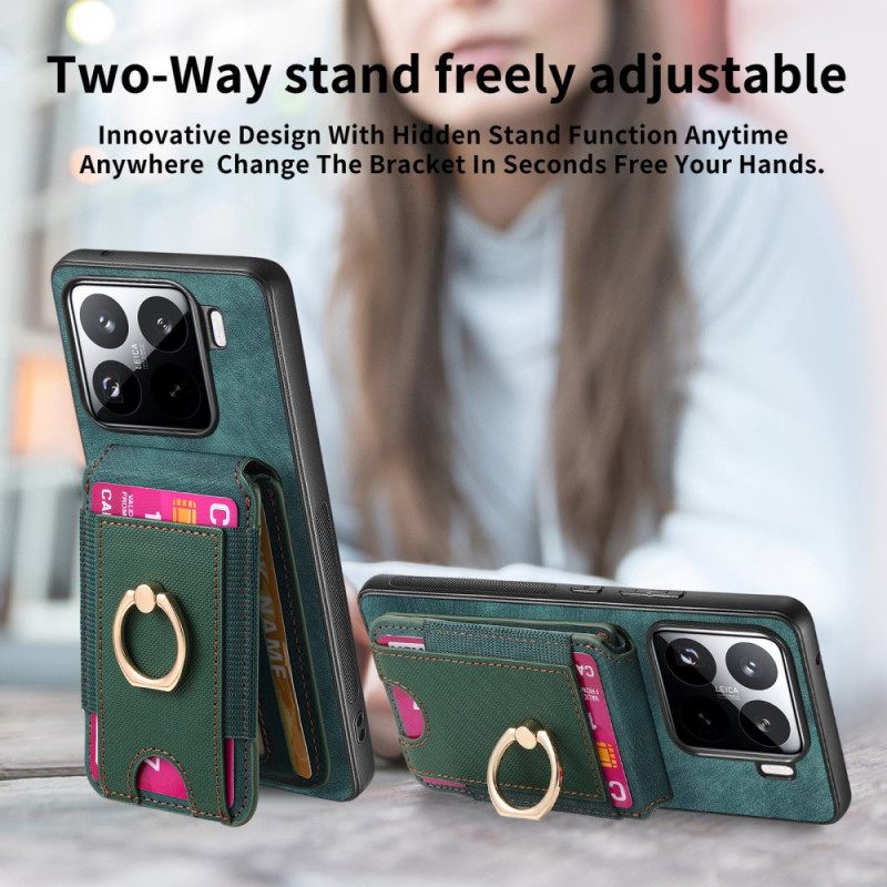 Κάλυμμα Xiaomi 15 Αποσπώμενη Θήκη Καρτών Και Βάση Με Εφέ Σουέτ Σιλικόνης