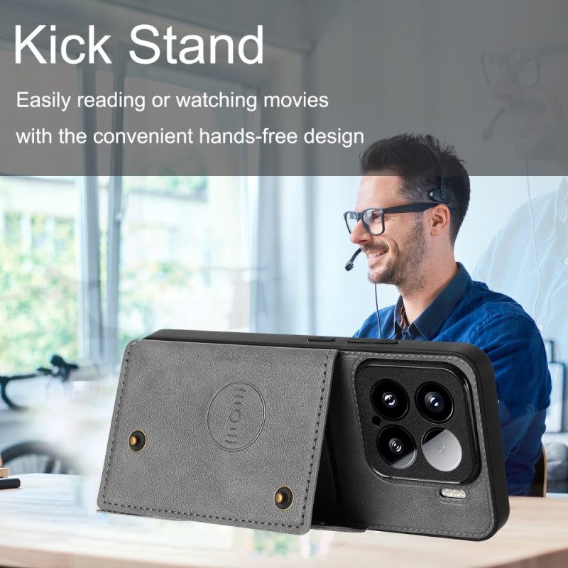 Κάλυμμα Xiaomi 15 Δερμάτινη Θήκη Καρτών Και Βάση