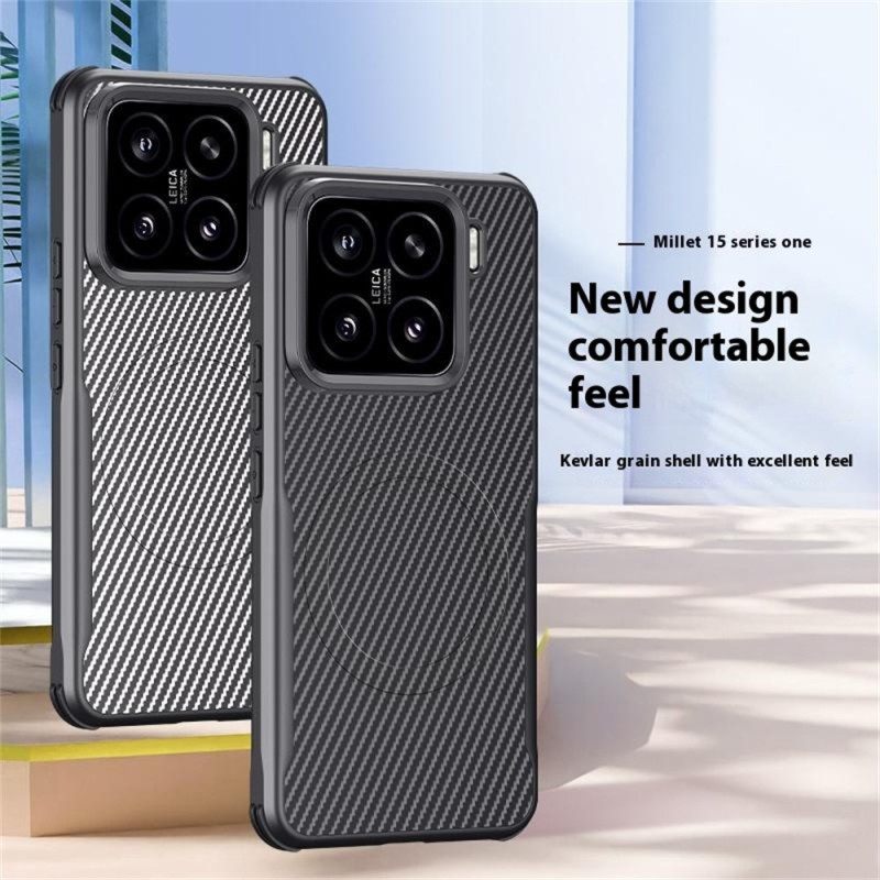 Κάλυμμα Xiaomi 15 Συμβατό Με Magsafe Ίνες Άνθρακα Σιλικόνης