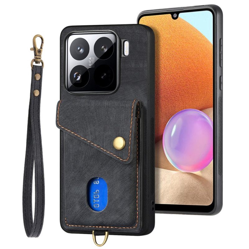 Κάλυμμα Xiaomi 15 Θήκη Και Λουράκι Καρτών Με Εφέ Σουέτ