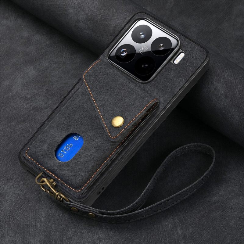 Κάλυμμα Xiaomi 15 Θήκη Και Λουράκι Καρτών Με Εφέ Σουέτ