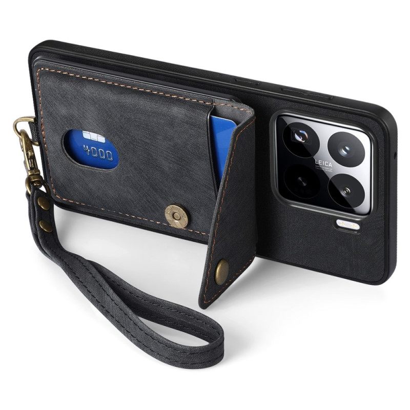 Κάλυμμα Xiaomi 15 Θήκη Και Λουράκι Καρτών Με Εφέ Σουέτ