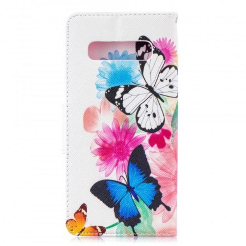 Κάλυμμα Samsung Galaxy S10 Plus Ζωγραφισμένες Πεταλούδες Και Λουλούδια