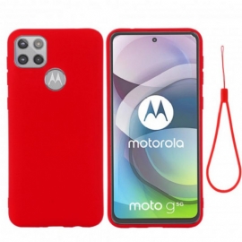 Θήκη Moto G 5G Σχέδιο Υγρής Σιλικόνης Με Κορδόνι