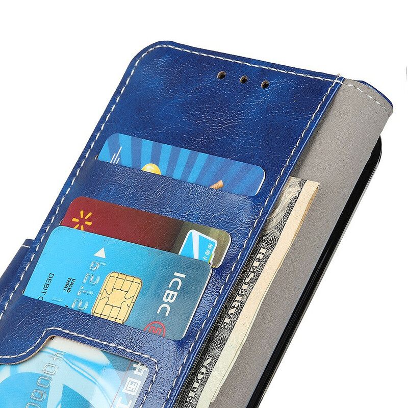 Θήκη Flip Xiaomi Mi 9 Lite Γυαλιστερές Και Ορατές Ραφές