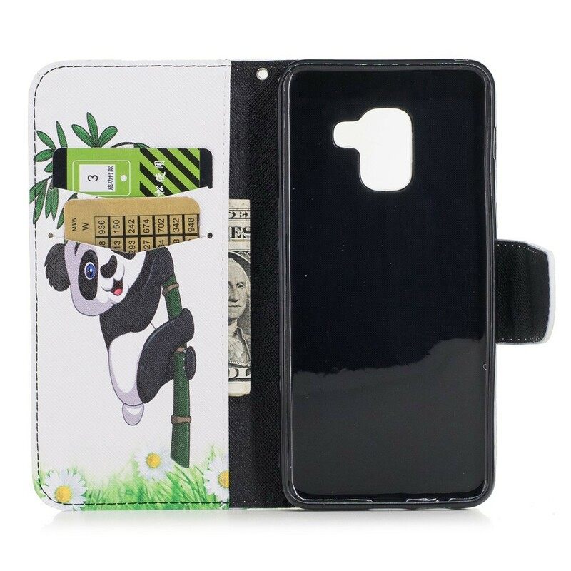 δερματινη θηκη Samsung Galaxy A8 2018 Panda On Bamboo
