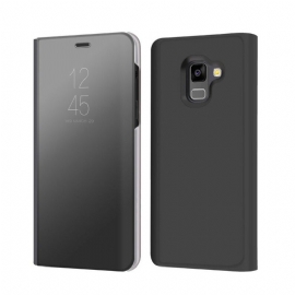 θηκη κινητου Samsung Galaxy A8 2018 Εφέ Καθρέφτη Και Δέρμα
