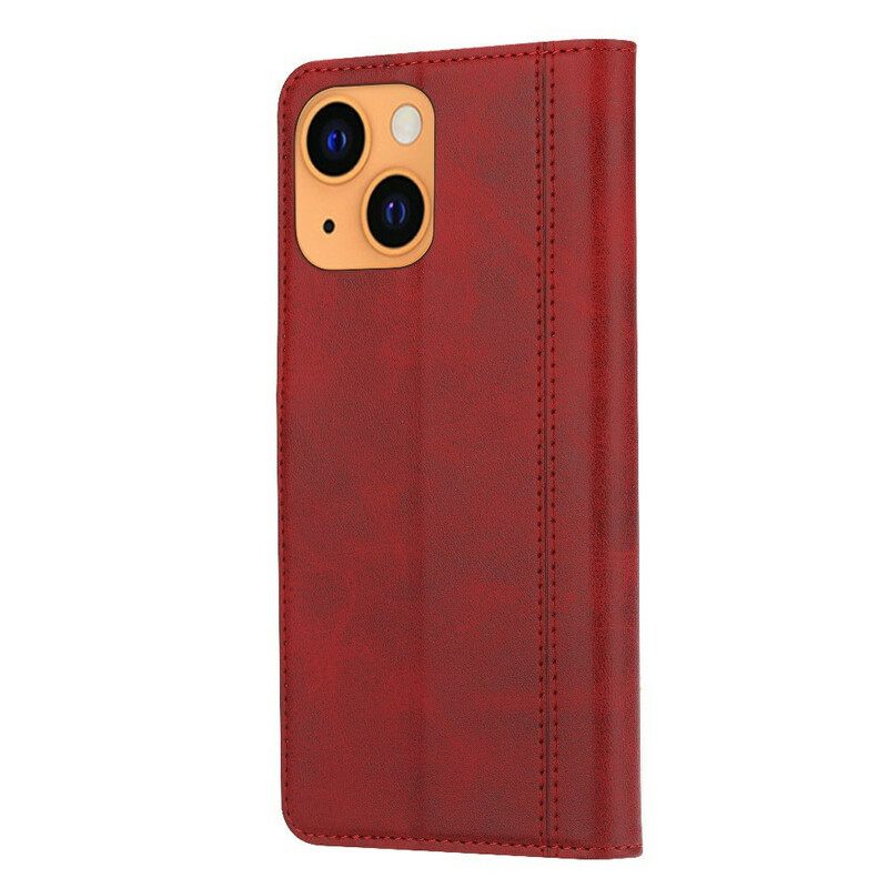 δερματινη θηκη iPhone 13 Mini Δερμάτινη Μπροστινή Θήκη Κάρτας Και Λουράκι